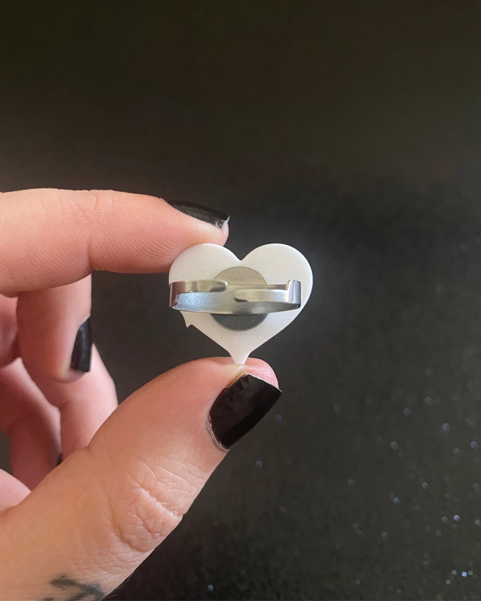 Bague Cœur Blanc 3D Ajustable - Style Y2K / Alt - Acier Inoxydable  – photo 5